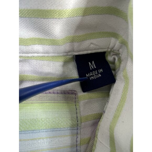Robert Graham Dress Shirt Lime GreenPurple White Striped Colorful Button Down - Picture 10 of 16